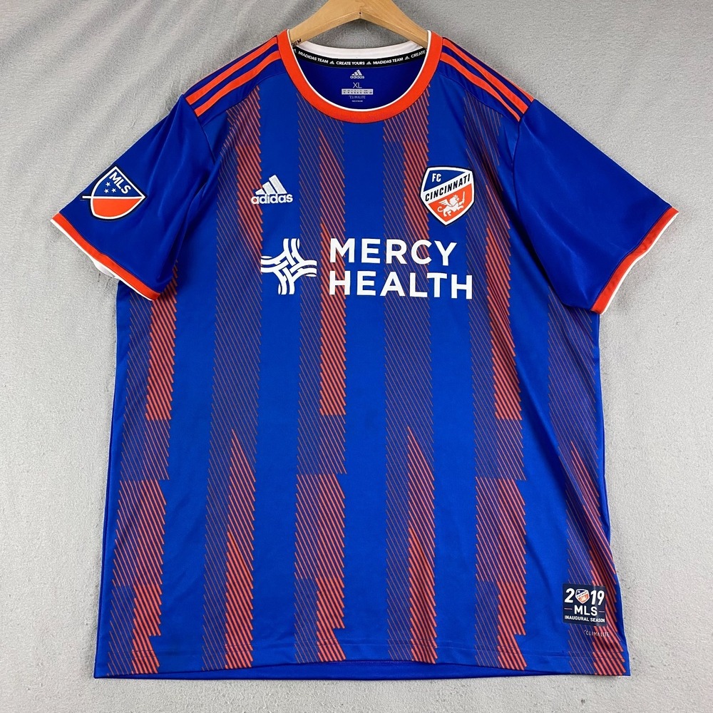 FC Cincinnati Jersey Mens XL Blue MLS Soccer Adidas Mercy Health 2019 Home